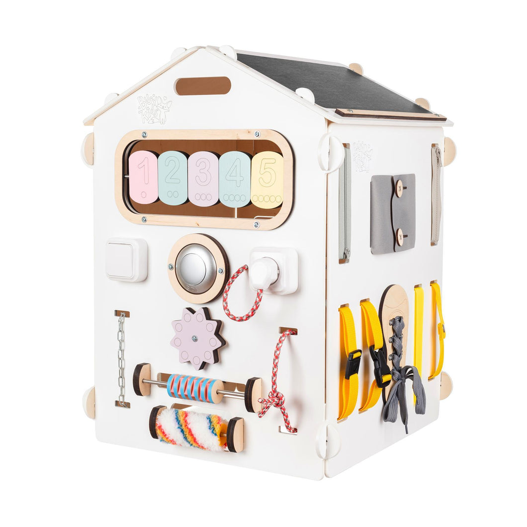 Wooden Busy board House White Pastel – Limited edition