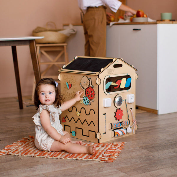 A fun and engaging tool to support your child’s fine motor skill development: the BusyKids Educational Activity board House!