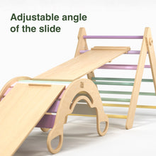 Load image into Gallery viewer, Pikler Triangle + 2 double-sided boards + wooden BusyKids Swing set (large) - colour Pastel
