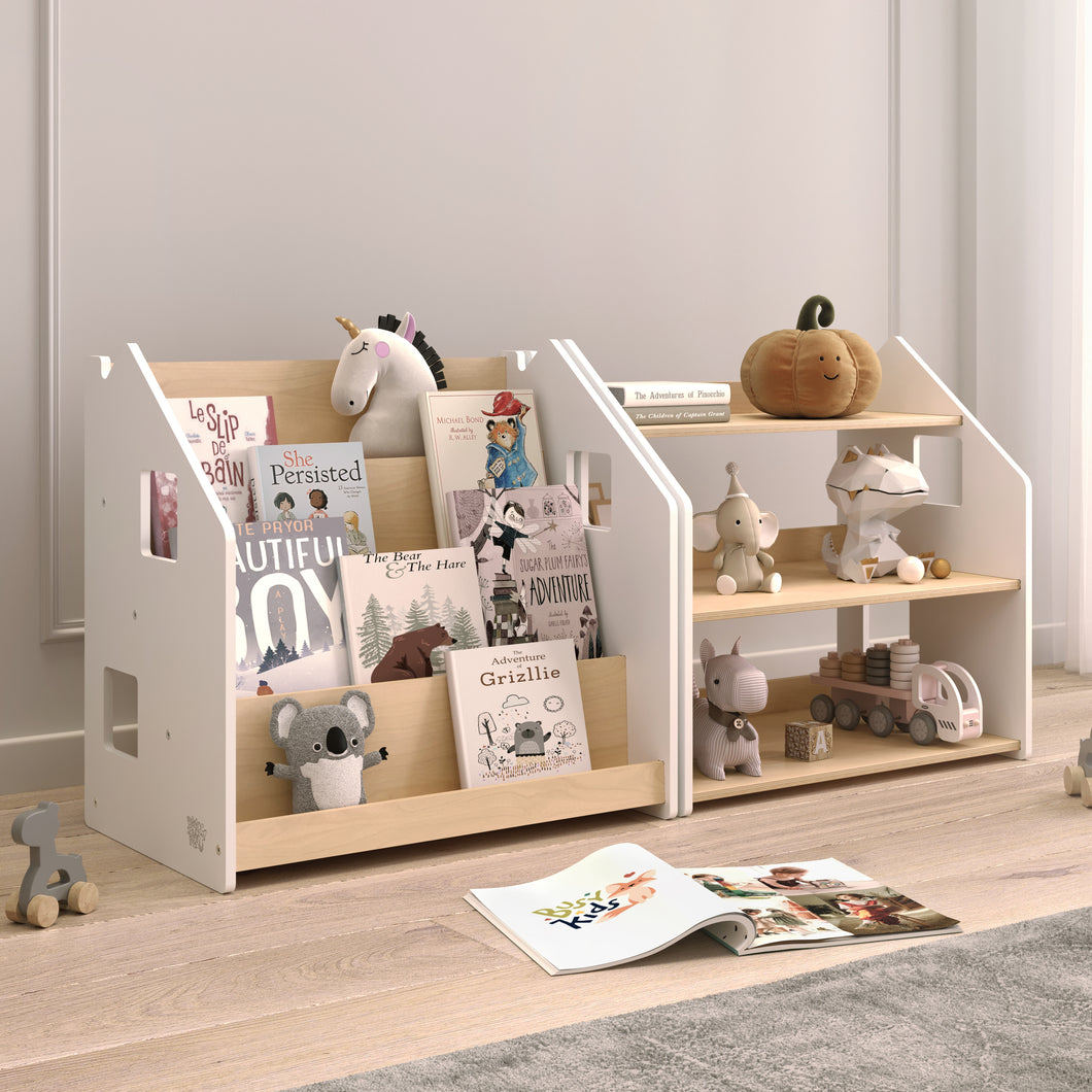 Montessori Bookshelf + Toy Storage set - WHITE