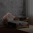 House-shaped extendable bed with LED lighting - Nature