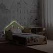 House-shaped extendable bed with LED lighting - Nature