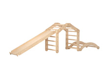 Load image into Gallery viewer, Climbing set for children (set XL with Slide) - Unfinished Wood (No varnish)
