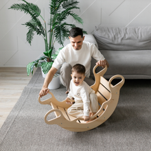 Load image into Gallery viewer, Multifunctional wooden BusyKids Swing - Unfinished Wood (No varnish)
