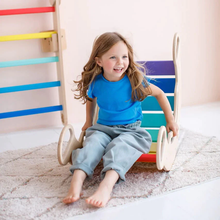 Load image into Gallery viewer, Pikler Triangle + double-sided board + wooden BusyKids Swing set  - colour bright
