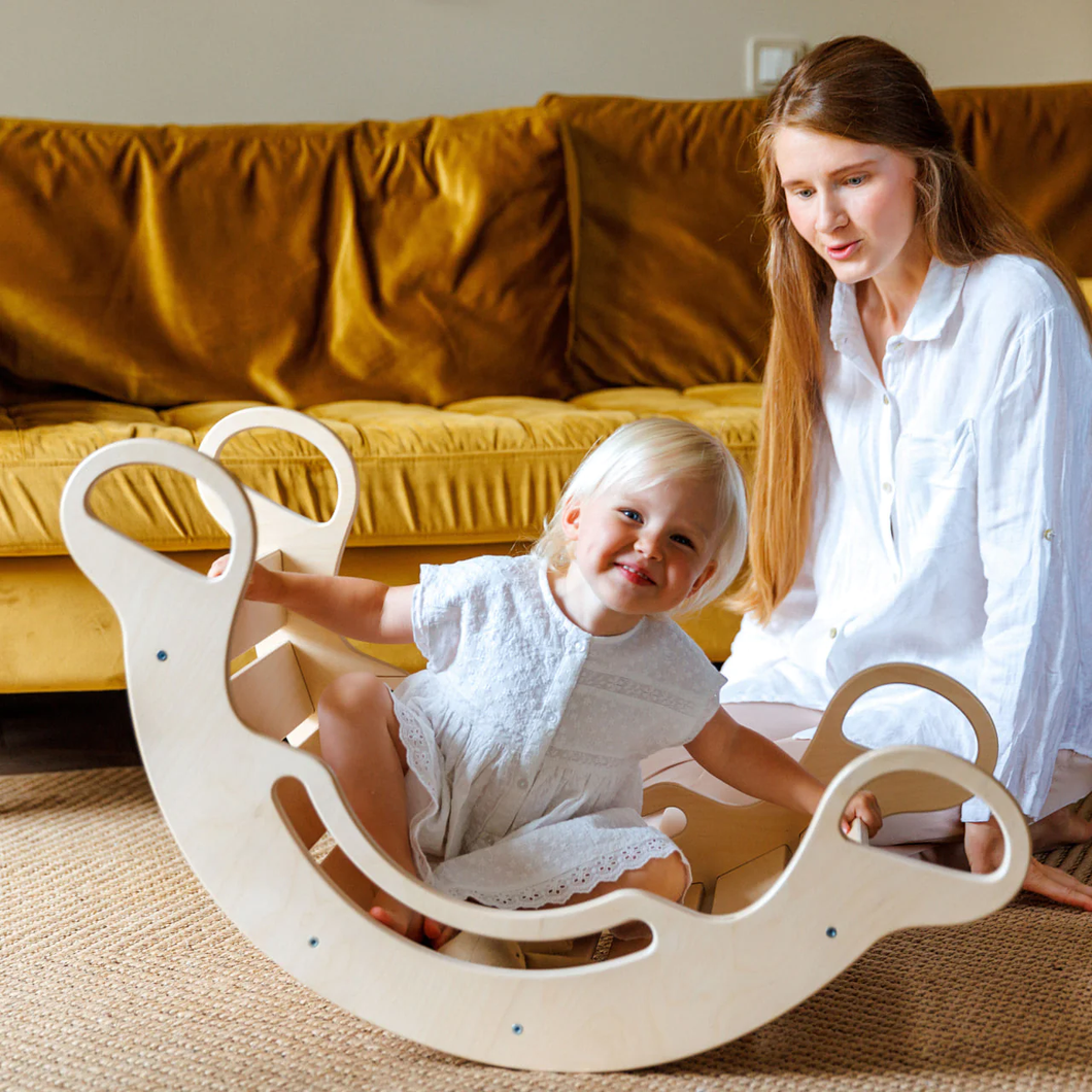 Multifunctional wooden BusyKids Swing - Unfinished Wood (No varnish)