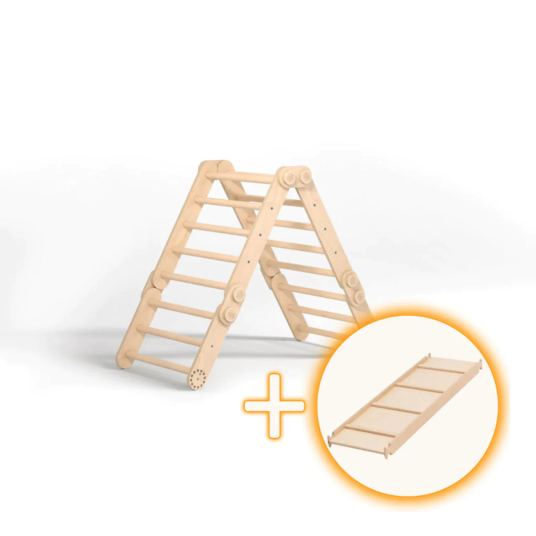 Climbing set for children (set M with Slide) - Unfinished Wood (No varnish)