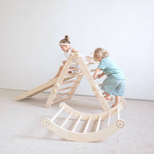 Load image into Gallery viewer, Climbing set for children (set XL with Slide) - Unfinished Wood (No varnish)
