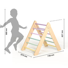 Load image into Gallery viewer, Pikler Triangle + double-sided board + wooden BusyKids Swing set  - colour pastel
