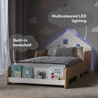 House-shaped extendable bed with LED lighting - Nature