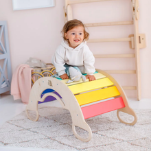 Load image into Gallery viewer, Multifunctional wooden BusyKids Swing - Bright
